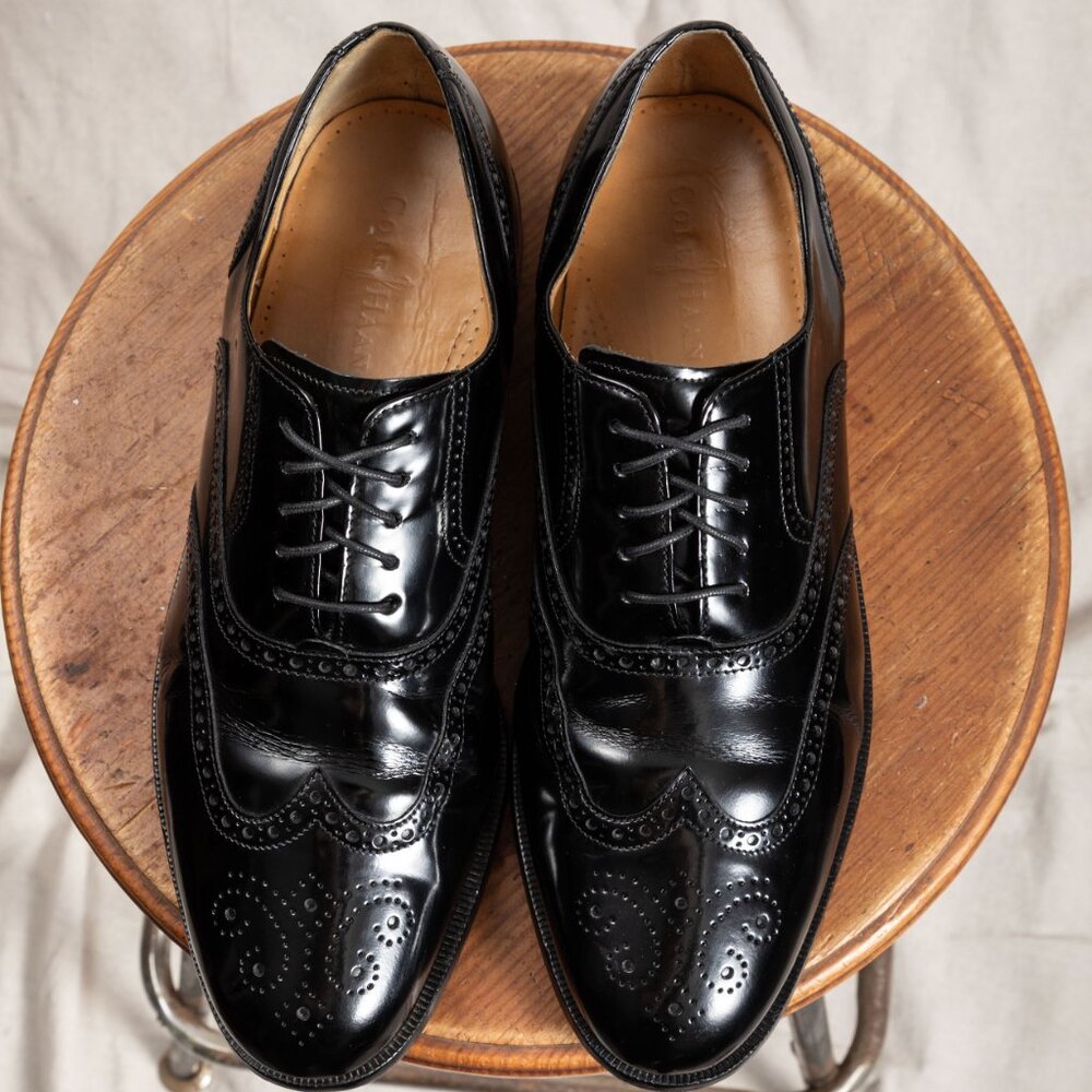 Cole Haan Connolly Black Leather Wingtip Oxford Shoes Men's 13 D C07941 - Picture 8 of 10